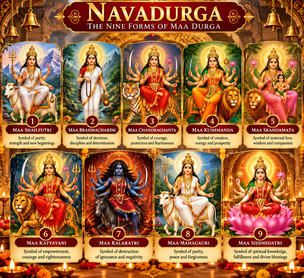 Nine forms of Maa Durga Navadurga during Navratri